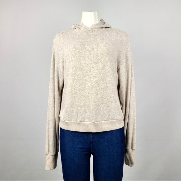 Poof Cotton Blend Cream Hoodie Sweater Size M - Picture 1 of 10